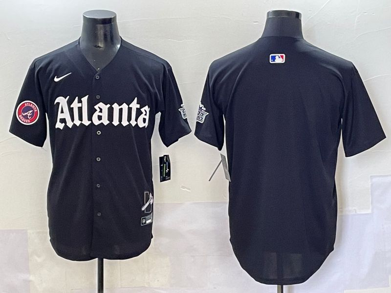 Men 2025 Atlanta Braves Blank Black Five generations Joint Name Nike MLB Jersey style 4